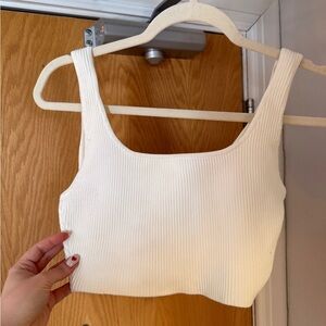 Aritzia White Ribbed Tank Top